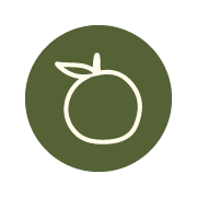 sigle orange au trait sur fond vert, carac